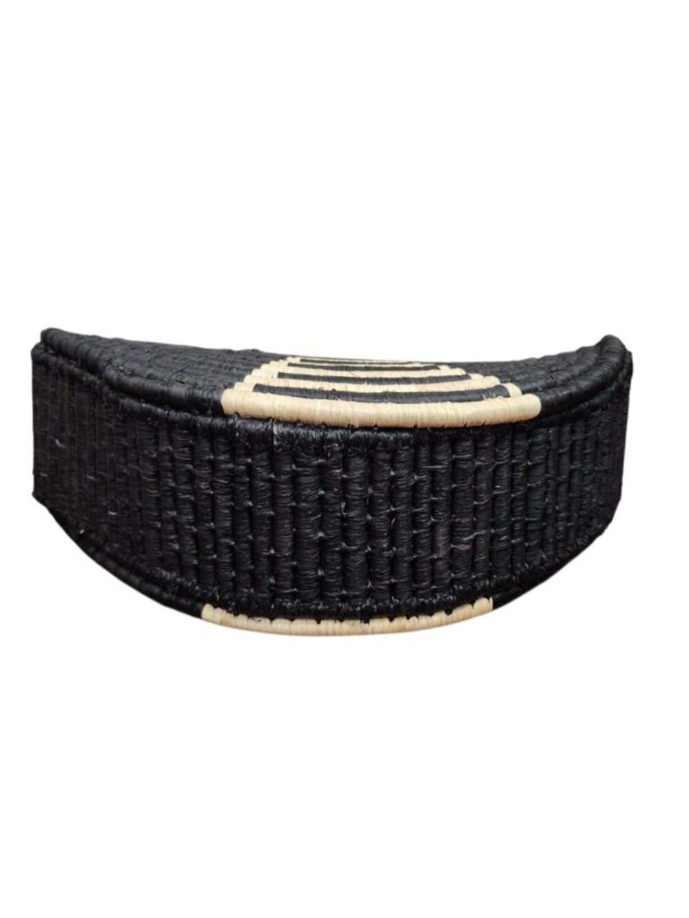EILAF Large Half Moon Raffia Top Handle Bag Black Woven Straw Clutch Boho Design - Picture 5 of 14